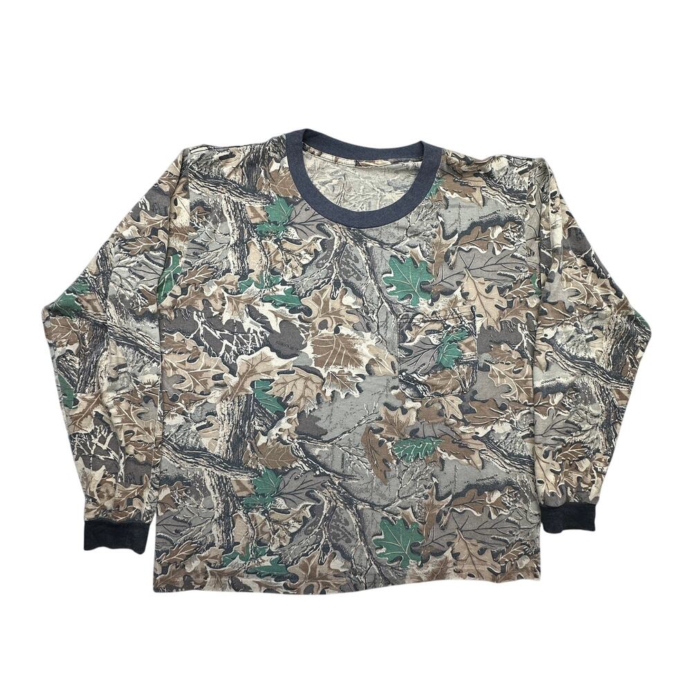 Vintage Advantage Realtree Hunting Camo Long Sleeve T-Shirt Mens Large 24x26